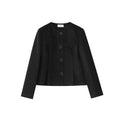 Temperament waist crew neck wool tweed jacket