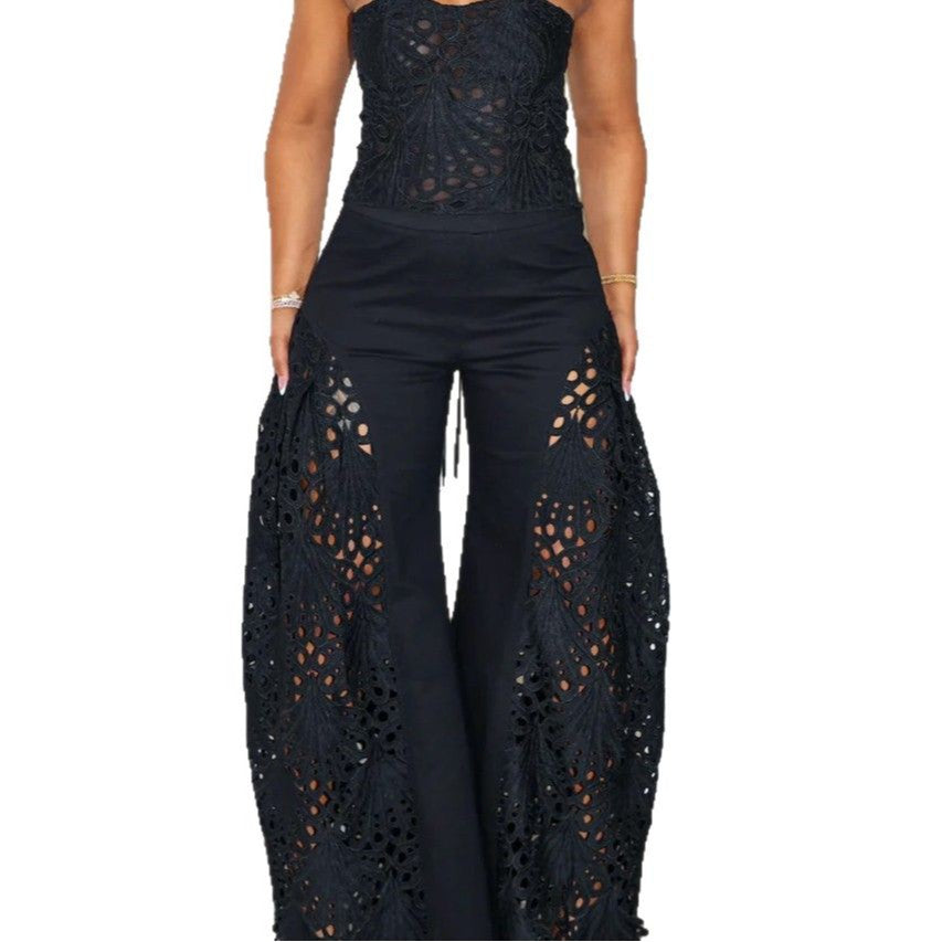 Lace Tube Top & Pants Two-Piece Set