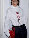 Doll collar waist shirt retro literary design cardigan