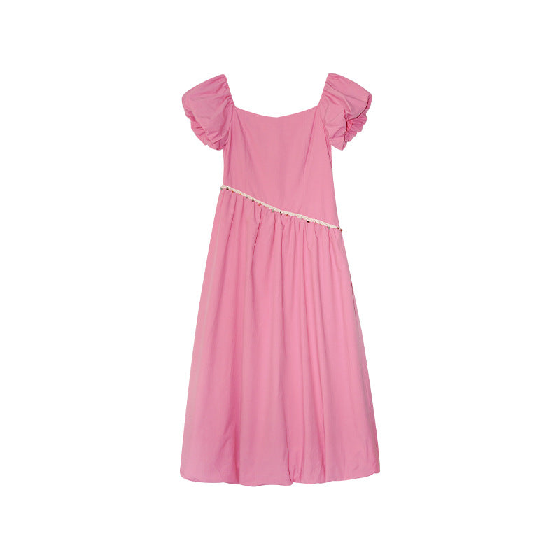 Square Neck Bubble Sleeve Maxi Dress
