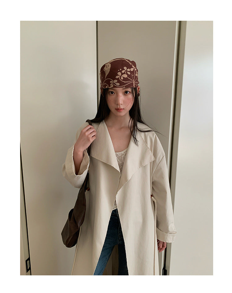 Commuter silhouette lapel long trench coat temperament jacket