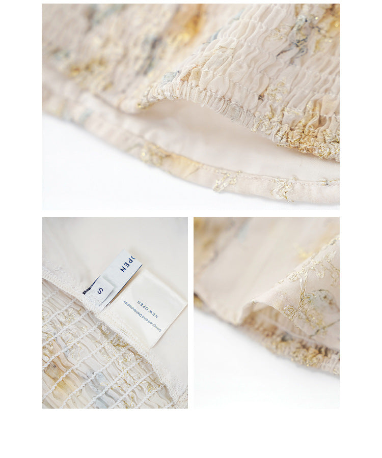 Sweet age reduction two wear ruffle leaf edge splicing floral shirt