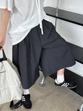 Japanese casual suit eight-point shorts summer commute pleated loose wide-leg straight-leg pants