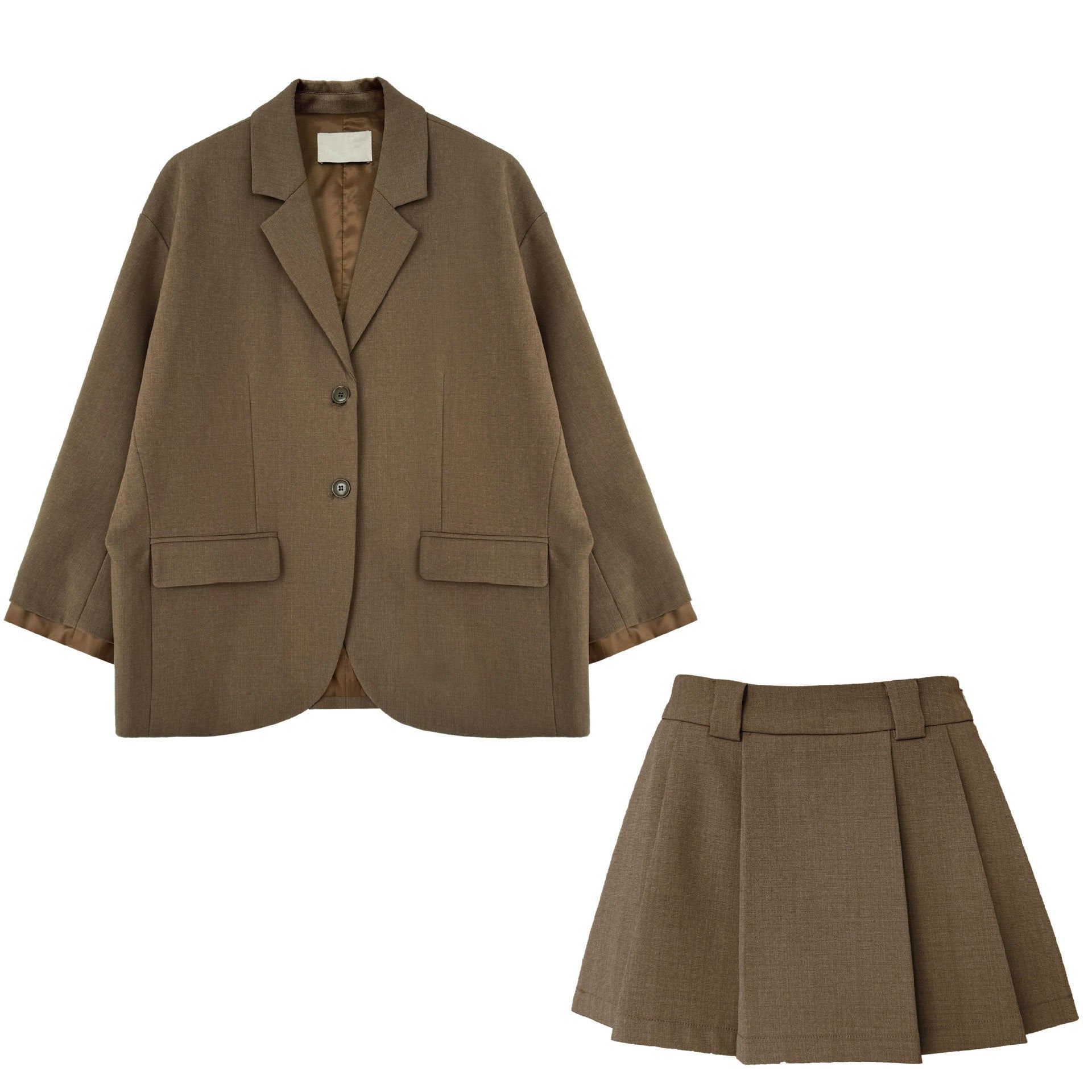 Korean high-end casual suit women's cuff splicing blazer + pleated skirt suit