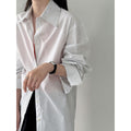 Korean striped irregular hem shirt women's 26 spring new loose lapel shirt jacket