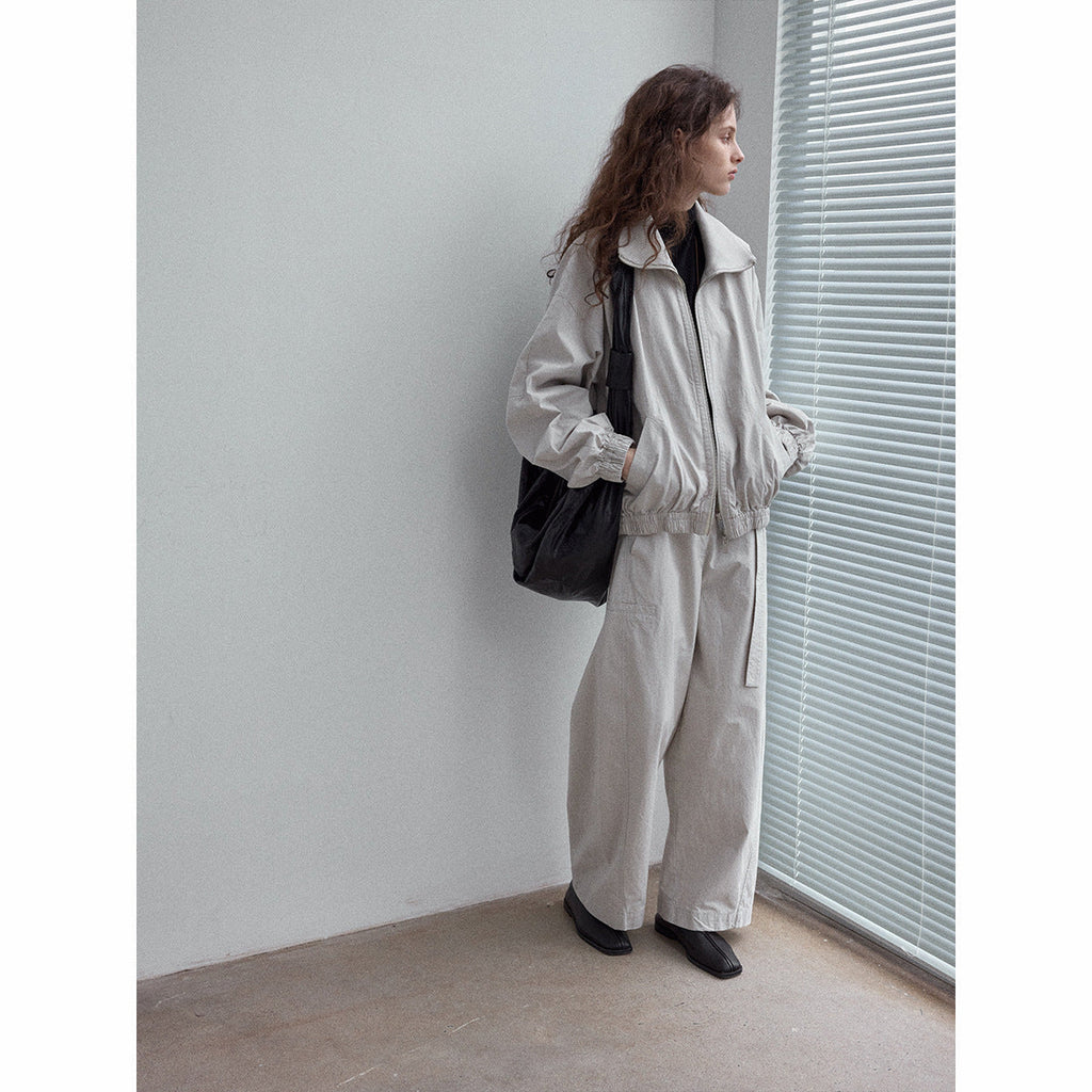 Natural fiber cotton-feel vintage casual jacket versatile all-season zippered commuter jacket