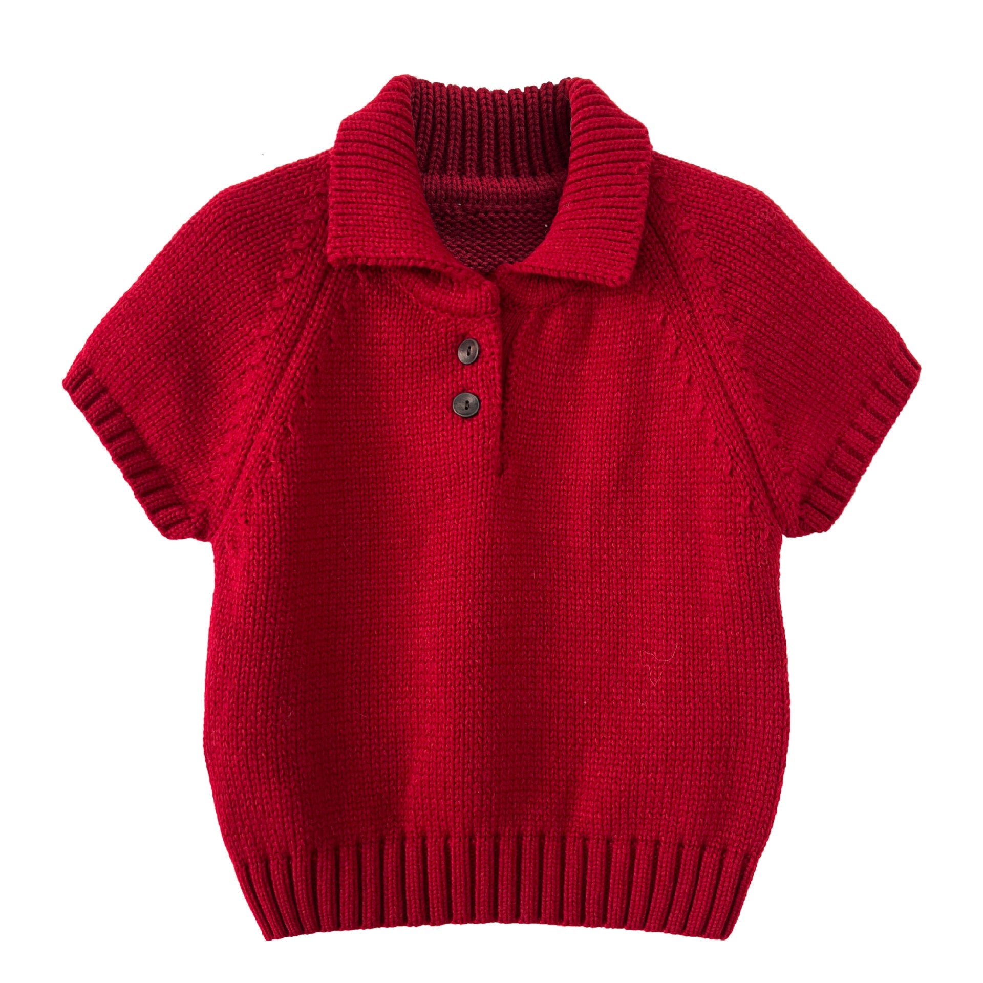 Korean simple Polo neck knitted sweater women's winter new temperament stacked wear thin short-sleeved sweater