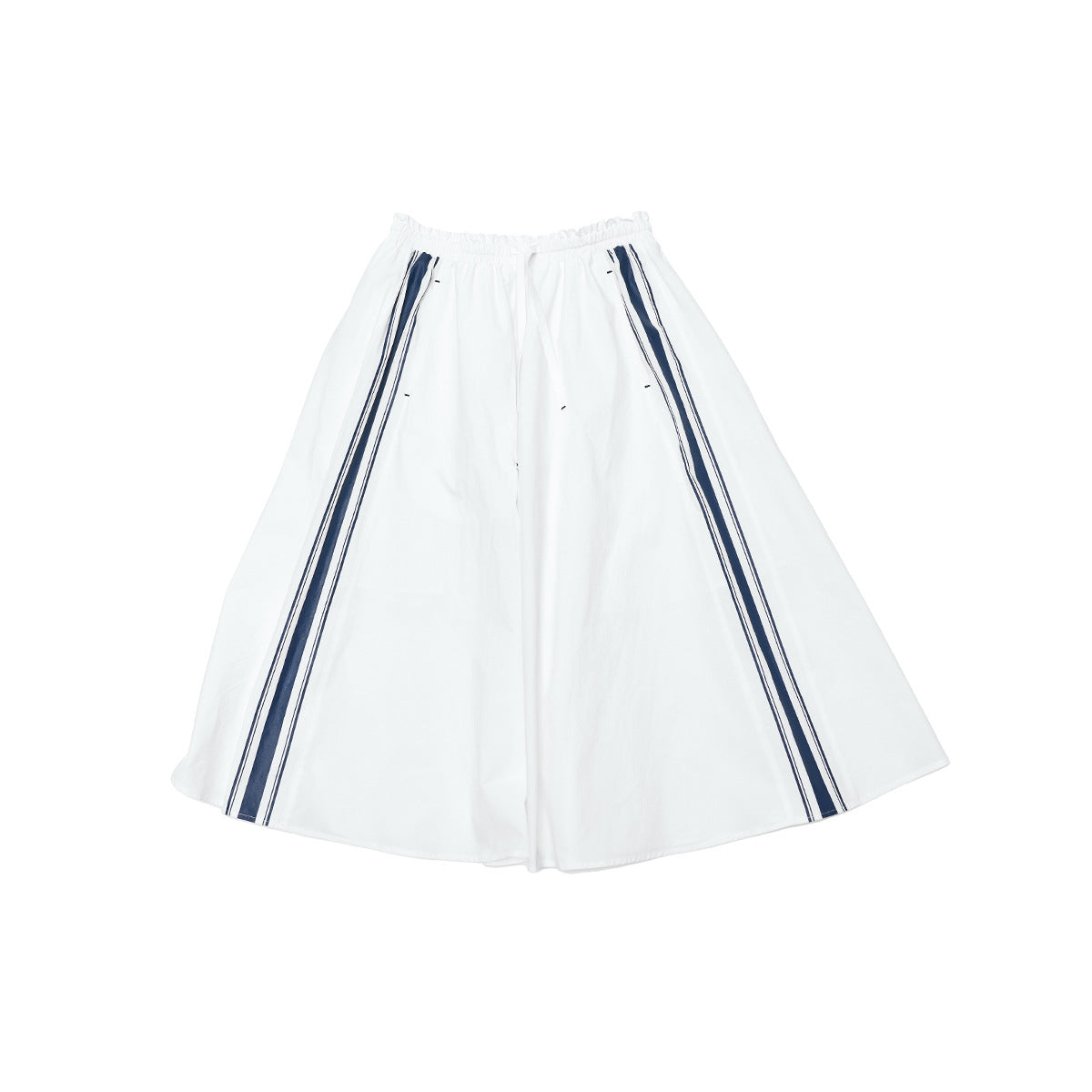 Summer new casual high-waisted drawstring striped contrasting color sporty umbrella skirt