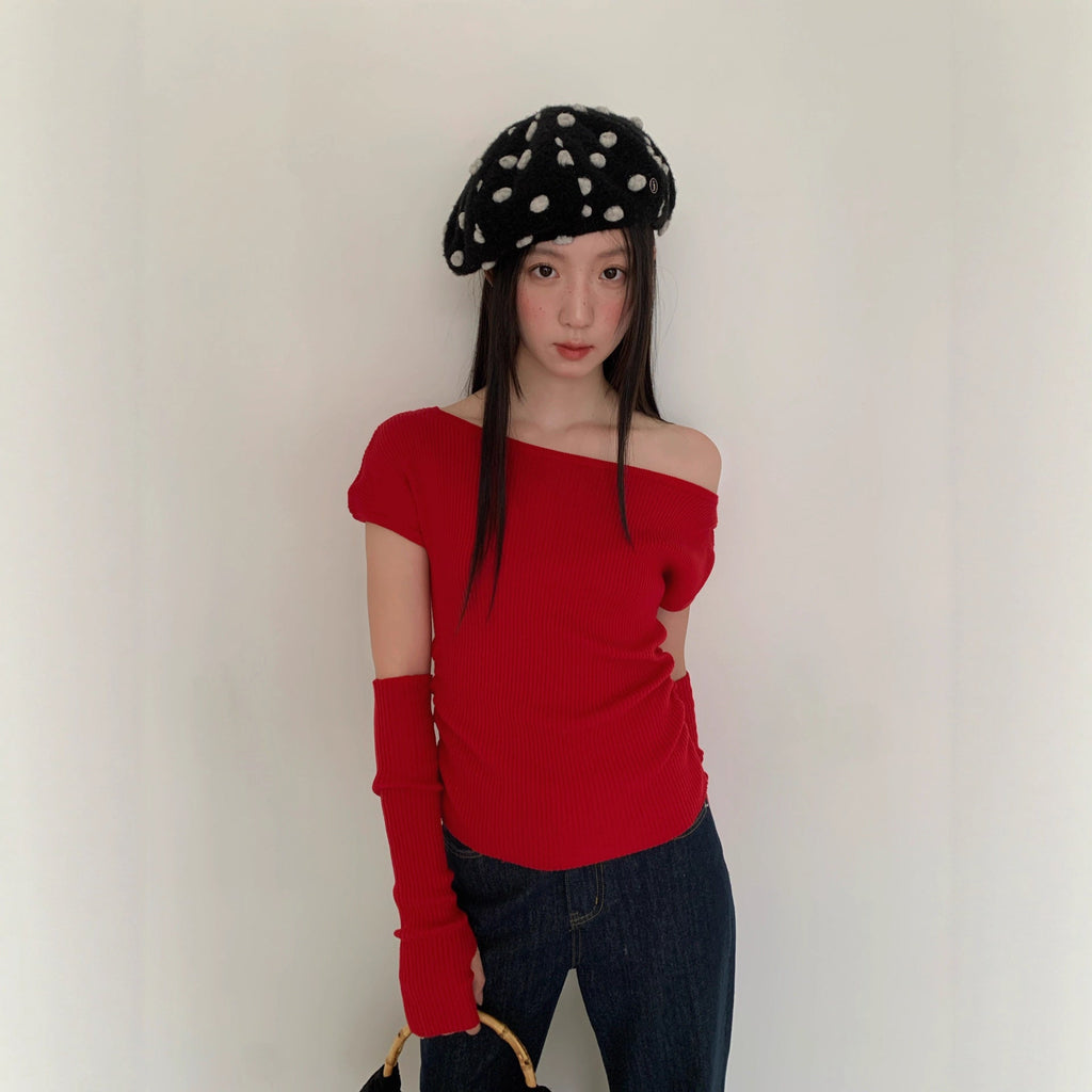 Spice girl atmospheric sleeves wear two pit knit sweaters
