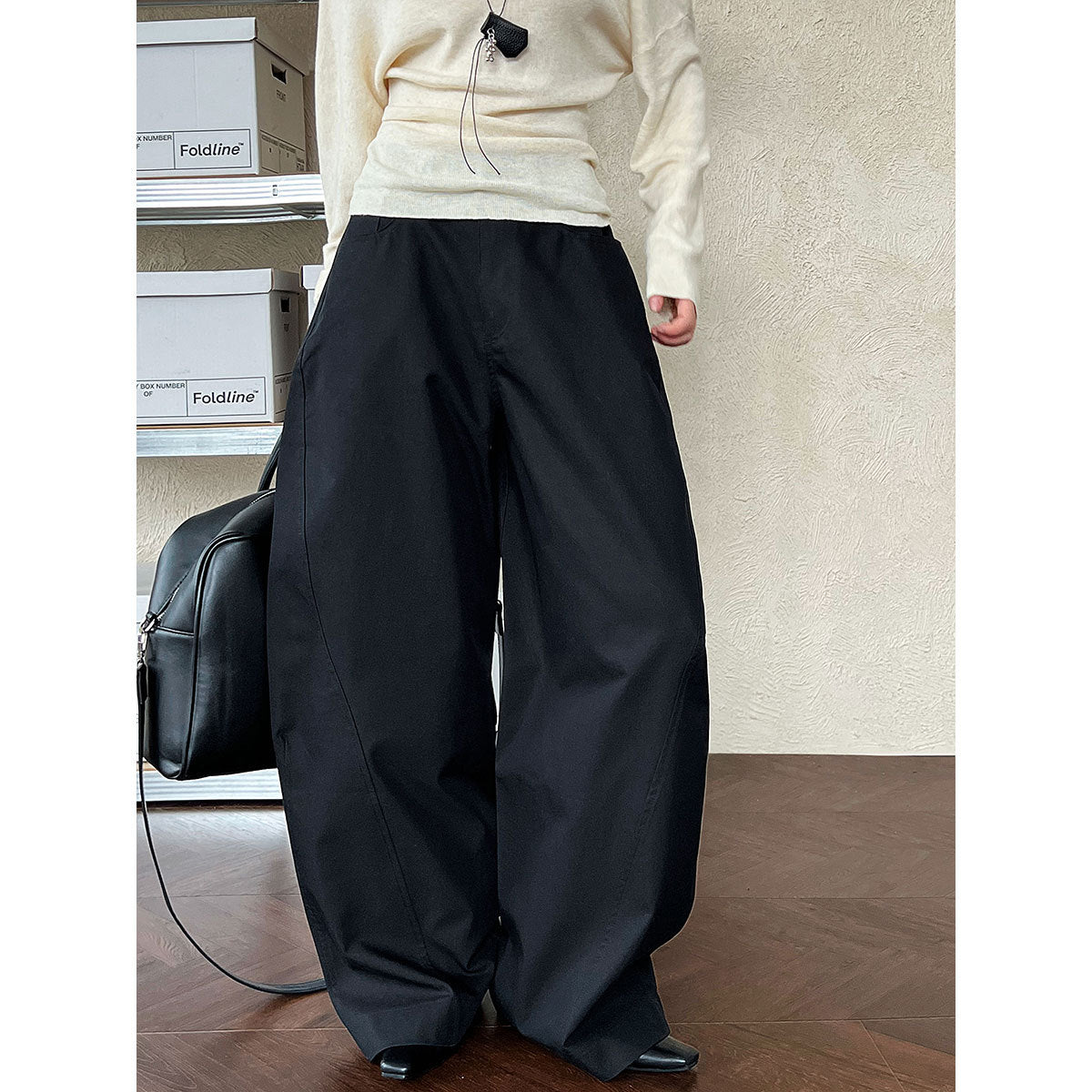 American high-end pleated scimitar pants women's retro style casual versatile wide-leg trousers