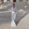 Fashion Vacation Style Print Dress Long Sleeve Halter Sexy Dress