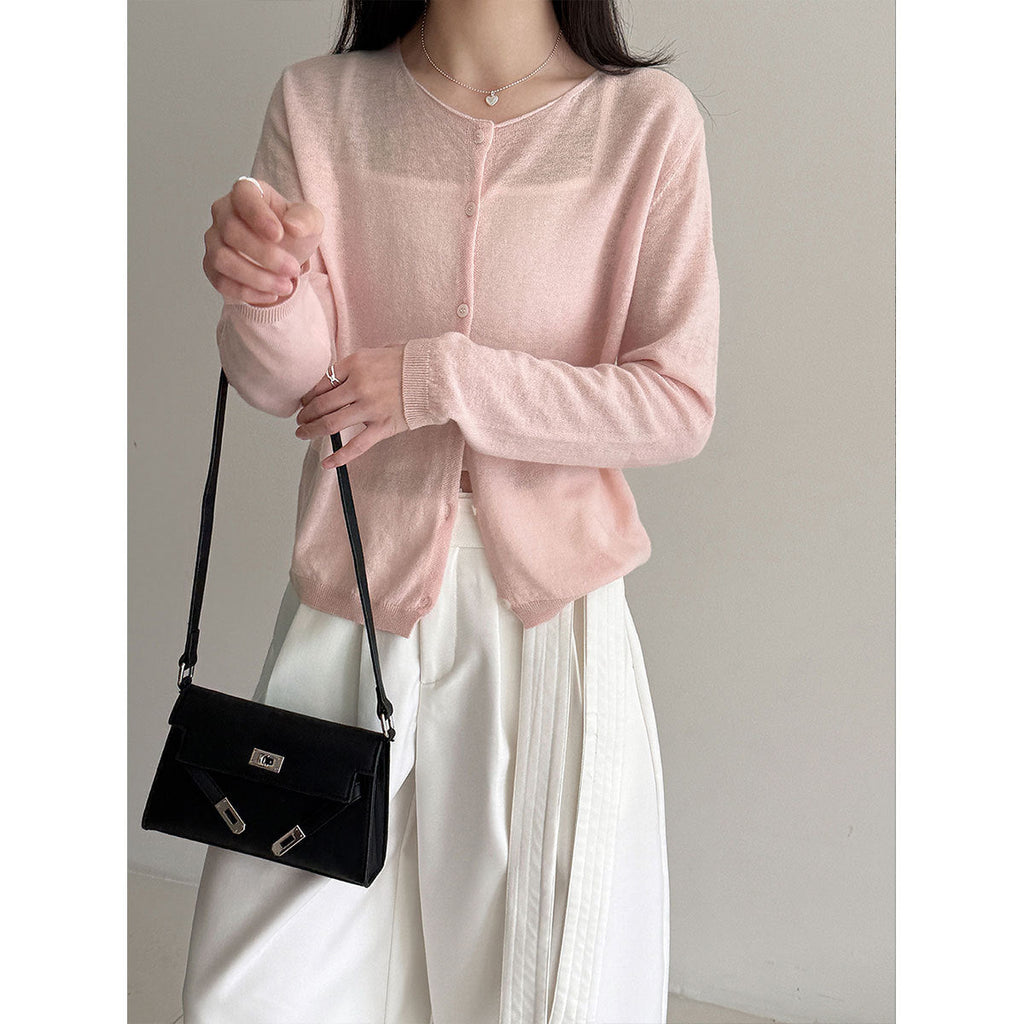 Heavy Industry 100 wool gentle wind soft waxy knitted cardigan women's spring lazy wind sweater