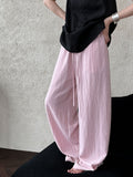 Tencel linen elastic waist loose wide-leg pants women's trousers summer light and cool casual pants