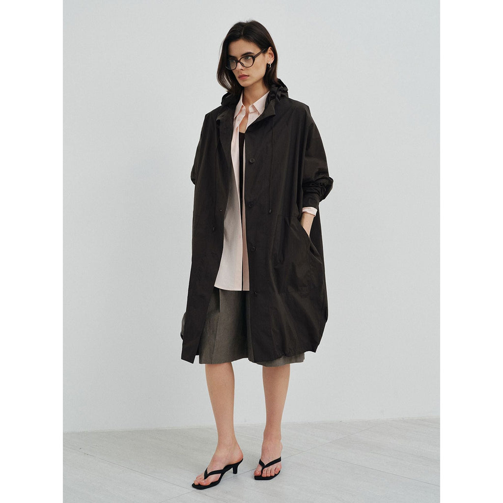 Spring design feeling light wrinkle feeling stand collar anti-wrinkle non-ironing sunscreen long trench coat