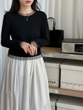 Korean fake two-piece lace-edged inner top women's early spring fungus-edged polished bottoming shirt