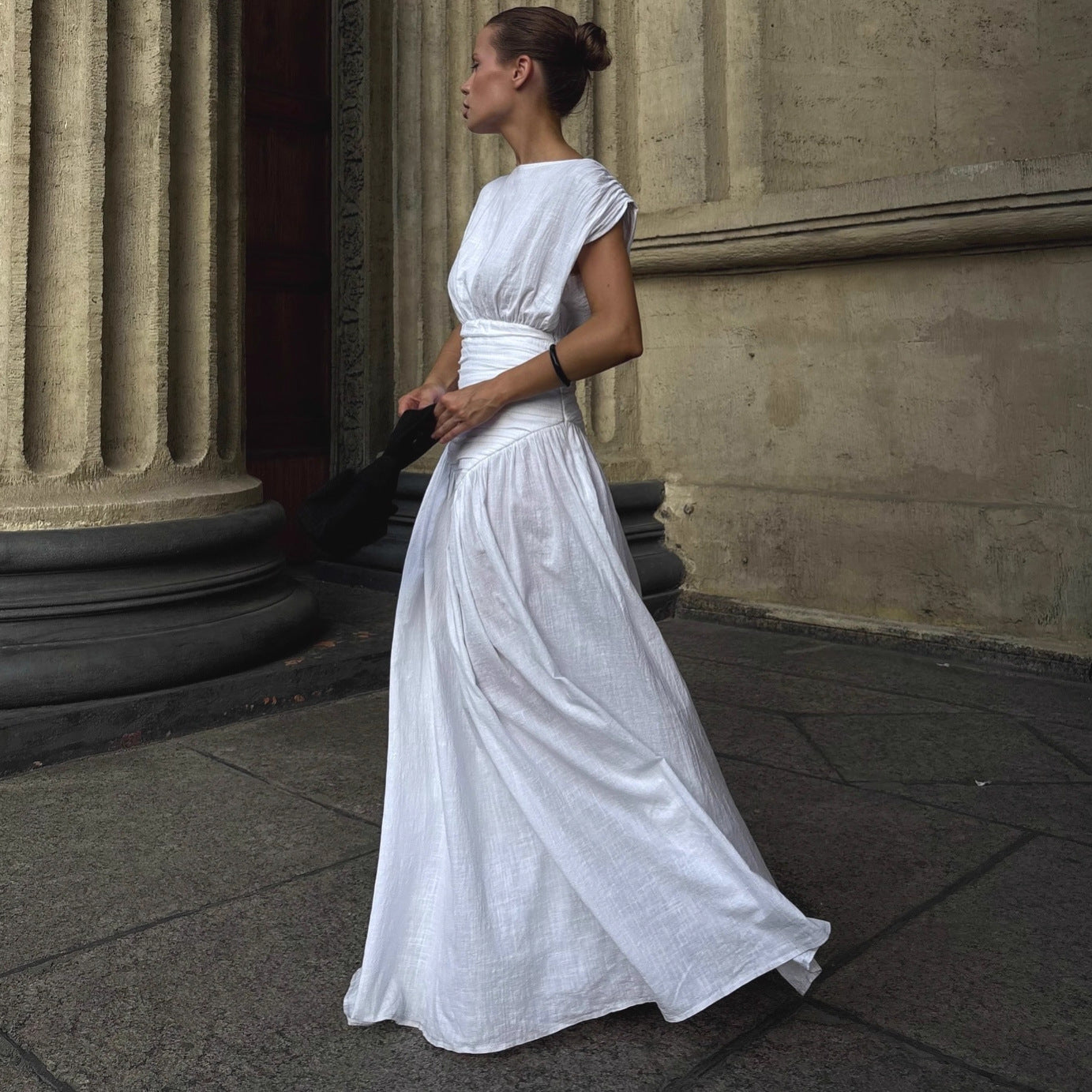 Fashion sexy pleated shirt skirt waist temperament elegant French dress