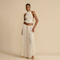 Halter lace-up neck top set
