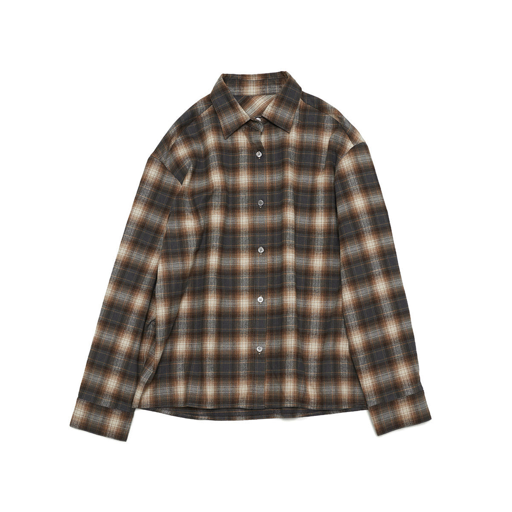 Autumn new casual lapel classic retro cotton versatile plaid medium and long shirt