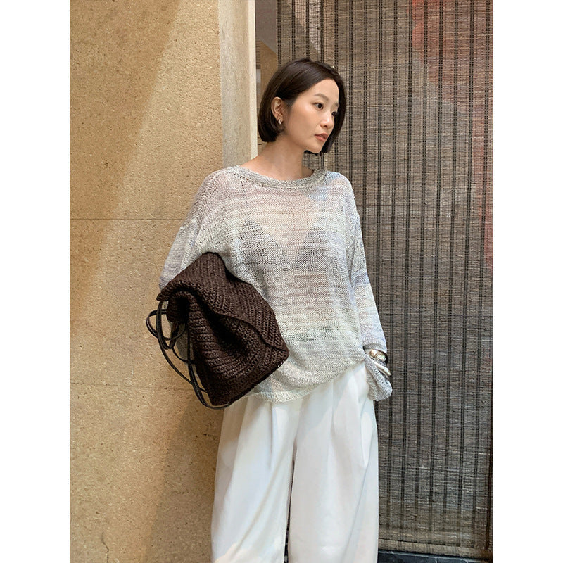 Lazy style texture knitted sweater