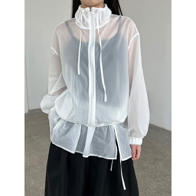 Korean casual stand-up collar light and thin tooling sports suit summer sunscreen jacket + fart curtain two-piece set 3587