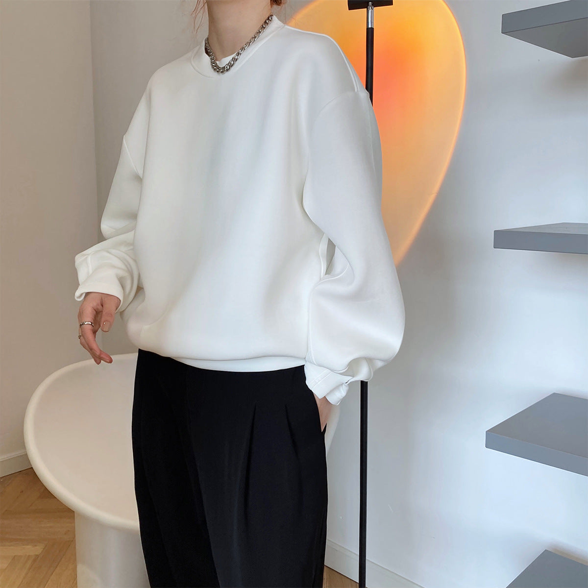 Stylish space cotton sweater spring and autumn thin design sense loose ins lazy wind air layer top