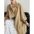 Retro temperament high-end silhouette coat women's 26 spring new lotus leaf lapel trench coat