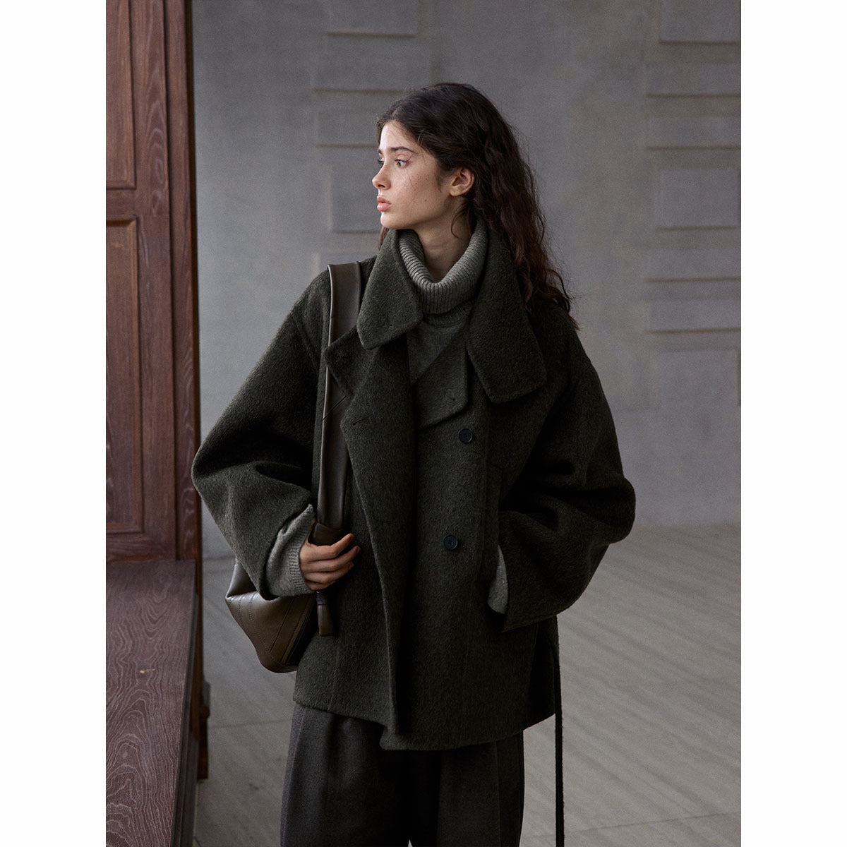 High-quality hand-stitched Suli alpaca stand-up collar classic real wear short reversible ni jacket