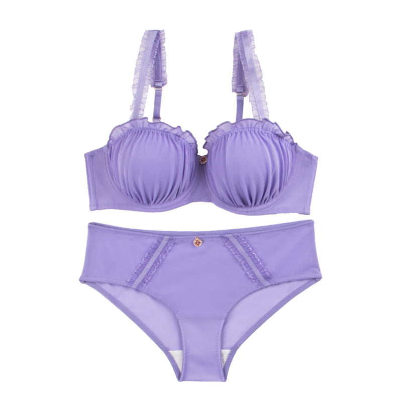 Cross-border Amazon breast folds gather sexy women's underwear adjusted upper support anti-sagging European and American style bra