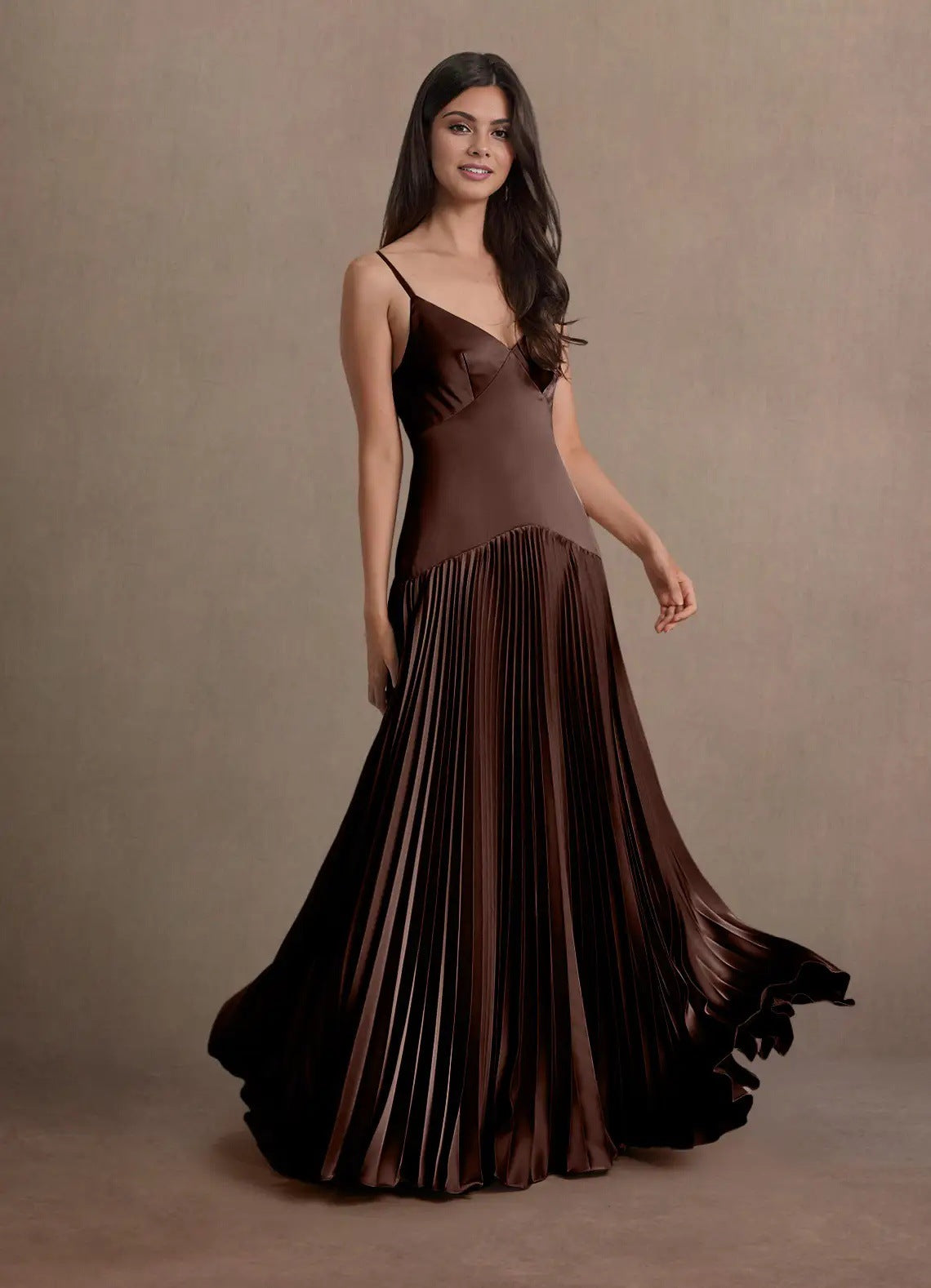 Fashion French Elegant Suspender Skirt Slim Pleated Skirt Evening Dress Dress Long