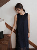 Versatile crew neck loose casual knee pendulum dress