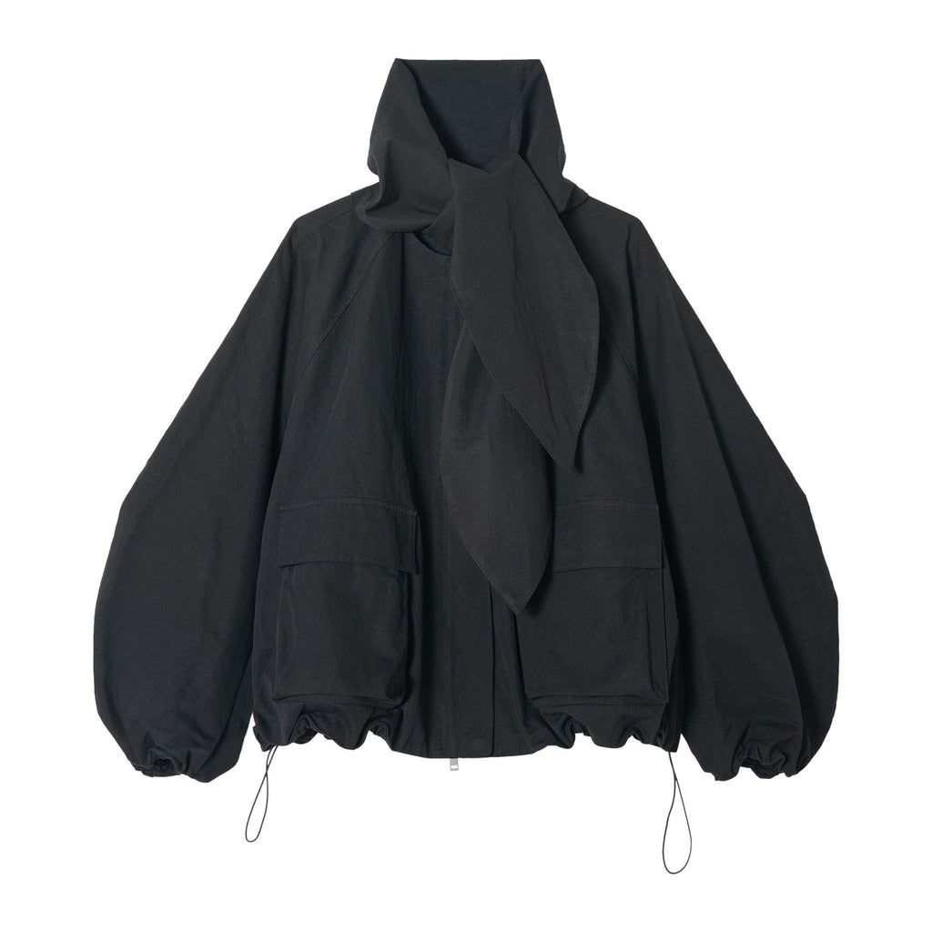 Spring new design sense removable lace-up crew neck jacket drawstring jacket