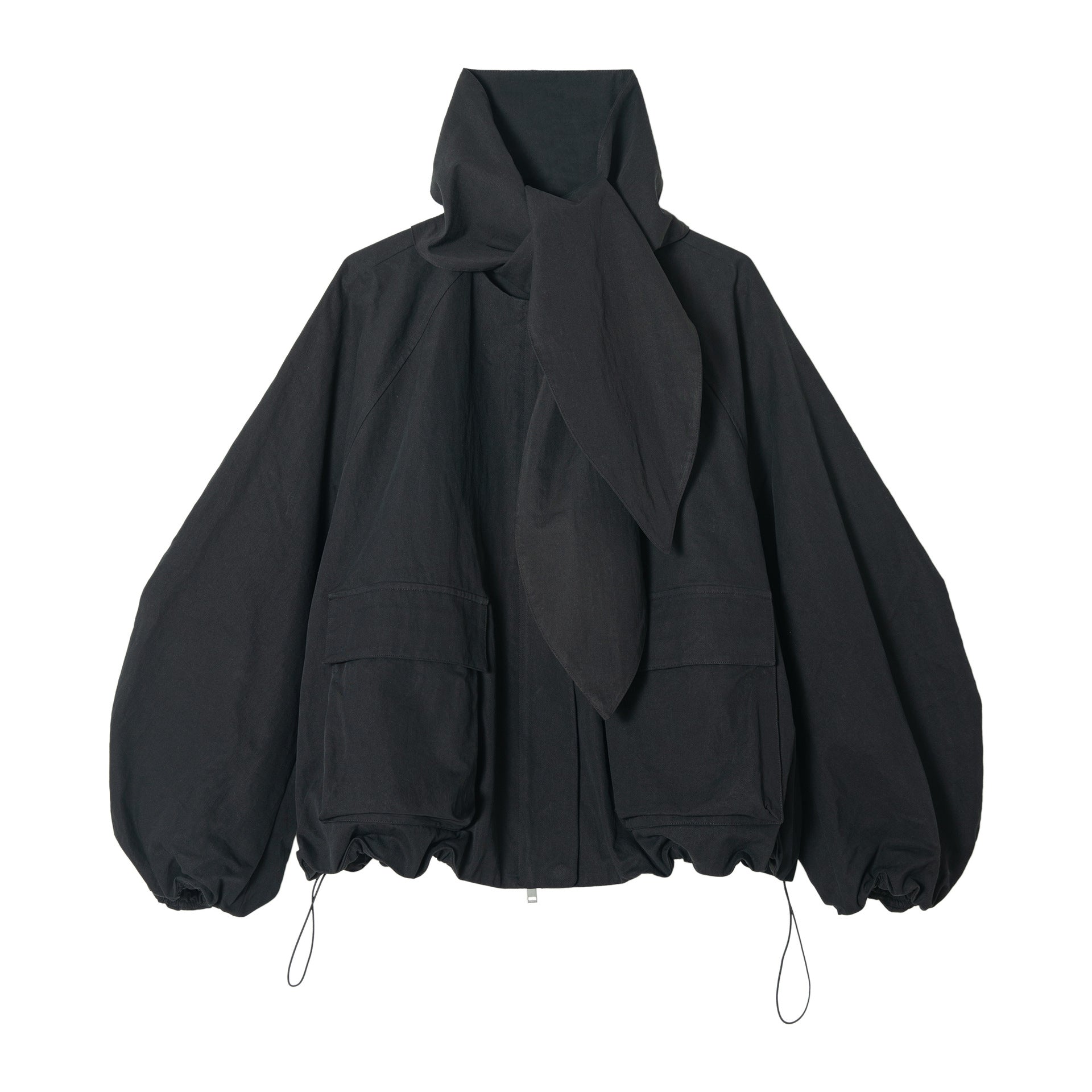Spring new design sense removable lace-up crew neck jacket drawstring jacket