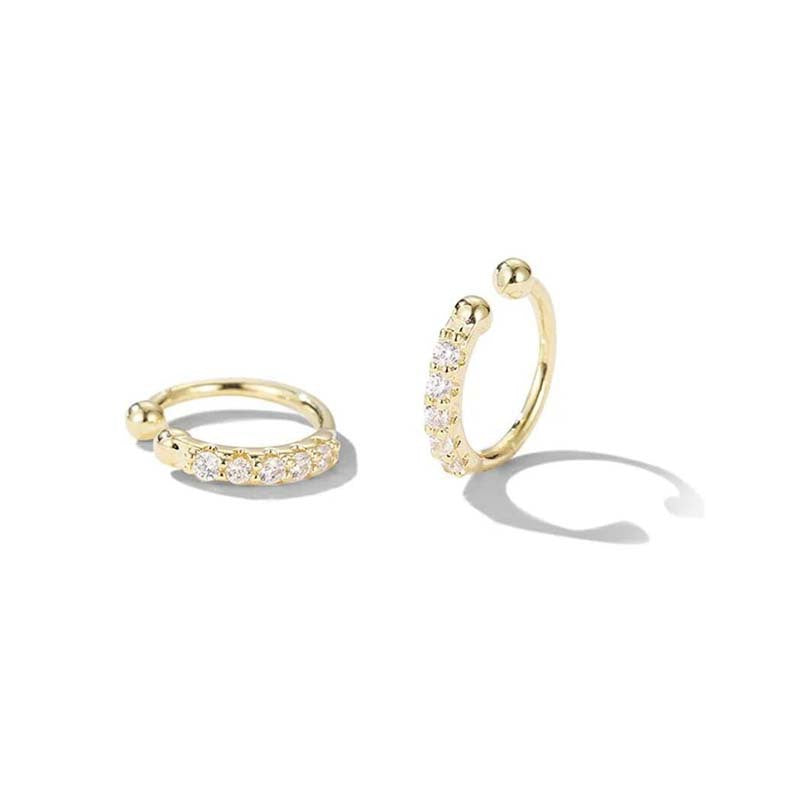 Exquisite zircon ear clips, fashionable niche design sense, round irregular ear bone clips, no ear piercings, gospel
