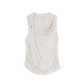 Niche Beaded Tencel Lyocell Versatile Sleeveless Vest