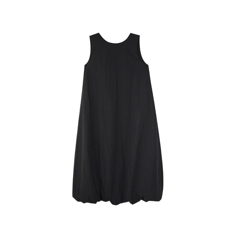 Korean sweet age-reducing lace-up halter sleeveless crew neck dress