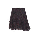 drape high waist medium and long floral skirt