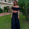 One-shoulder bandeau top waistless fashionable sexy skirt set