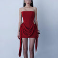 Tube top, streamer, fishbone waist and hip skirt, sexy hottie backless dress, dress.