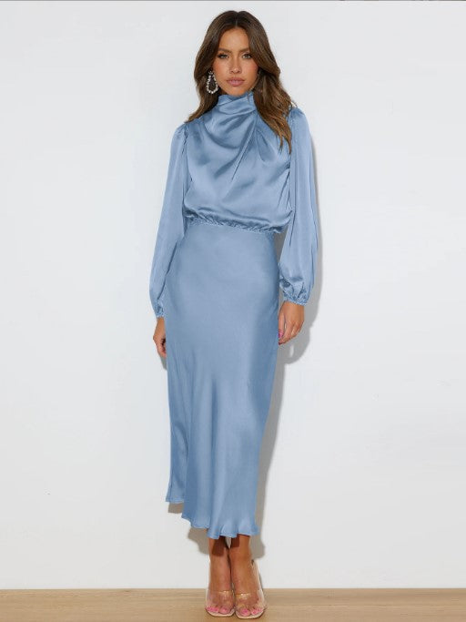 Satin Long Sleeve Maxi Dress
