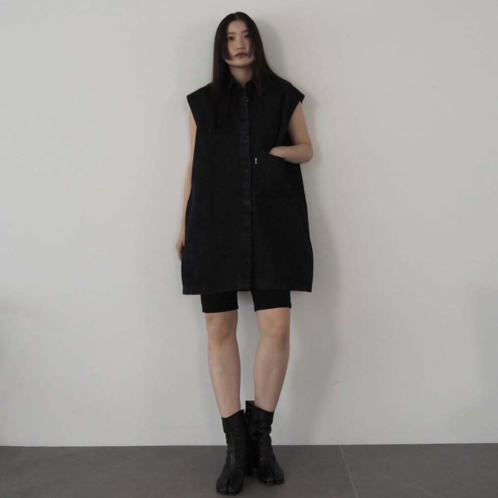Spring and summer American casual retro fashionable denim wide-line vest casual slim top