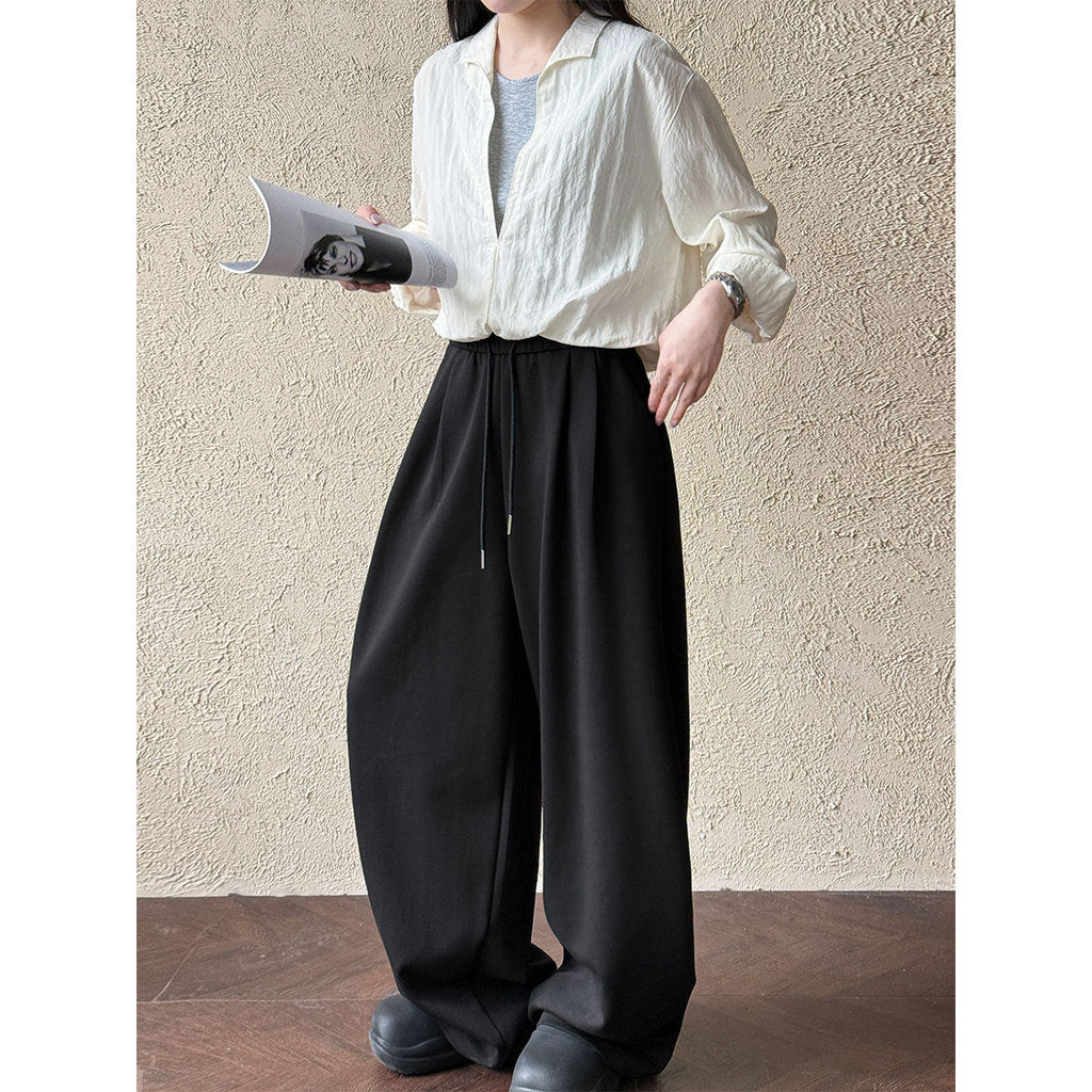 Korean simple fake two lazy style shirts in summer, a new spliced V-neck age-reducing long-sleeved shirt
