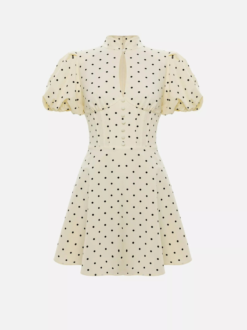 French small fragrant style hollow polka dot bubble sleeve short skirt waist slim dress
