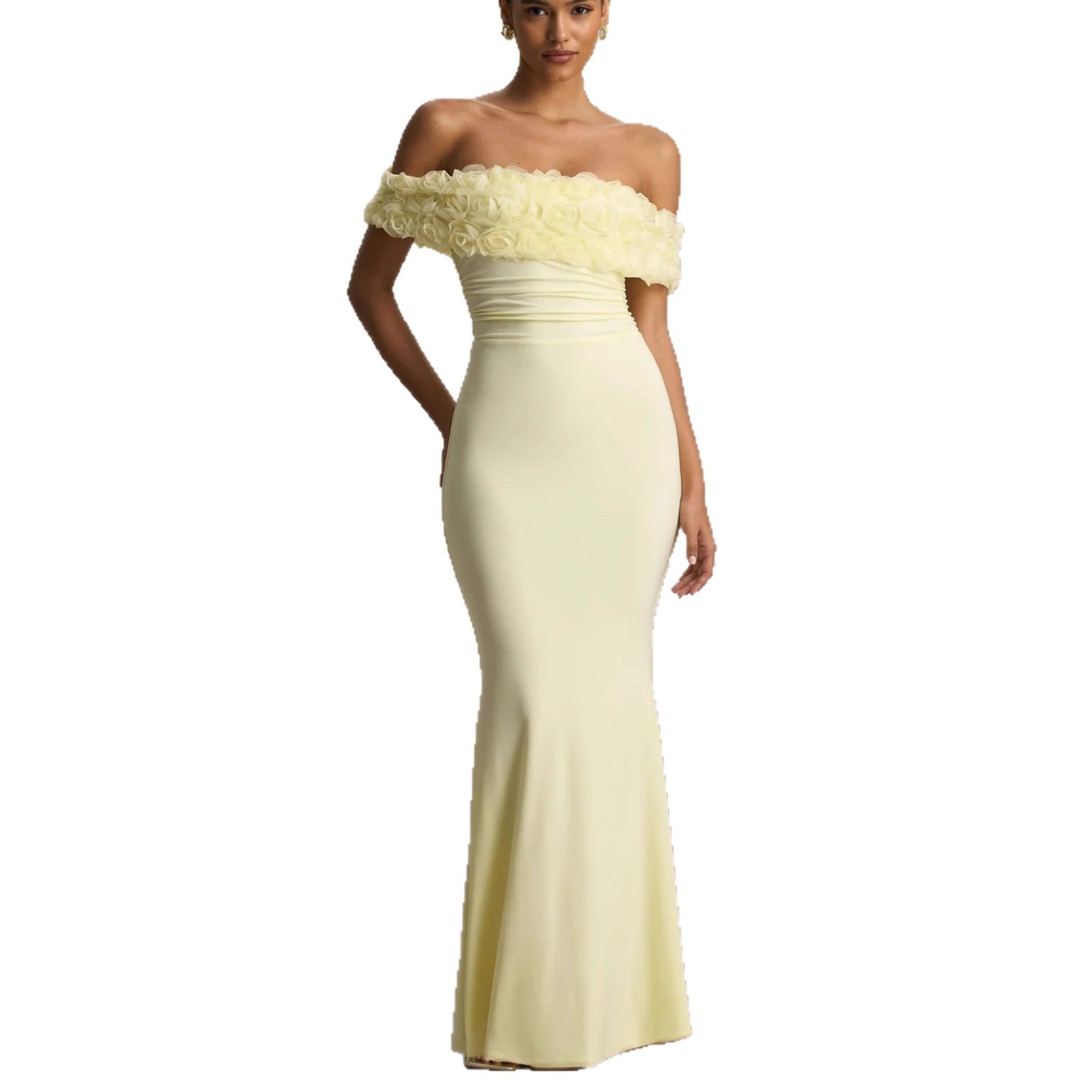 New fashion splicing flower one-word shoulder dress backless sexy tube top skirt