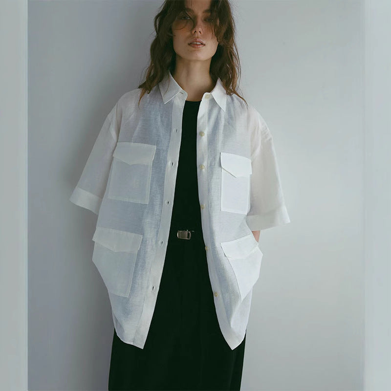 Summer new Japanese French holiday style three-dimensional silhouette refreshing breathable top