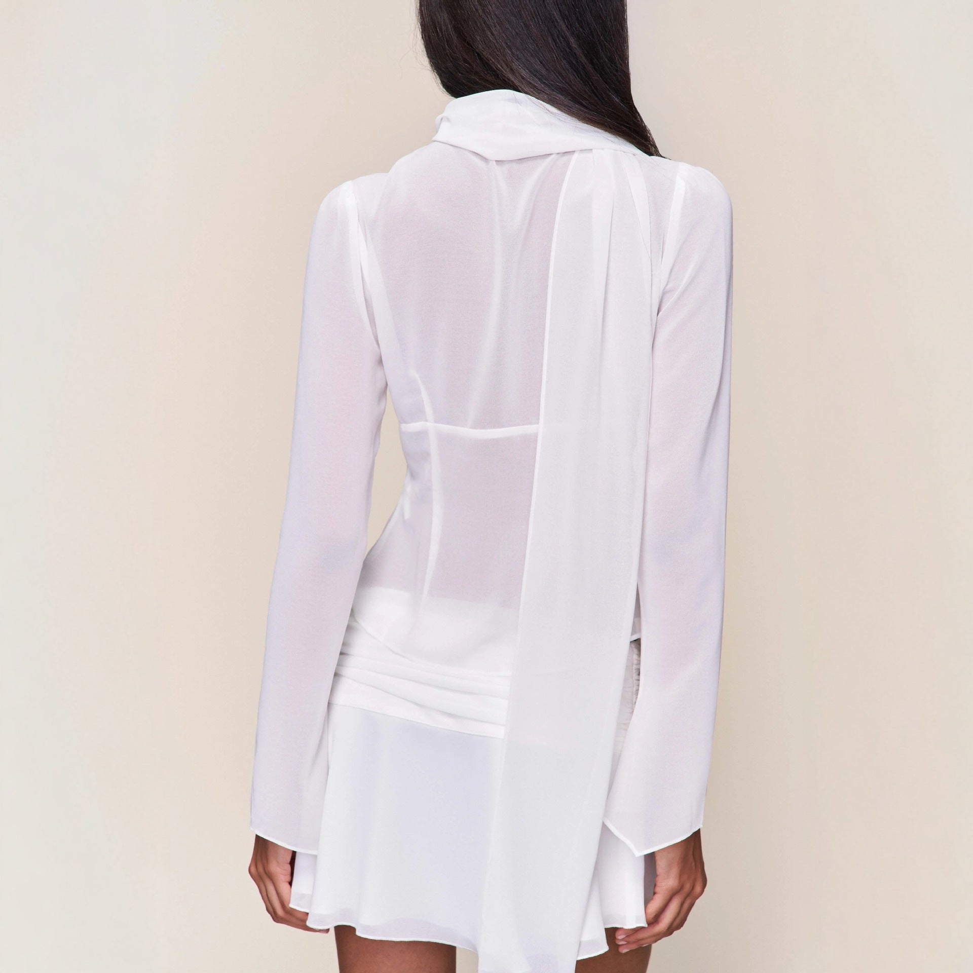 Button Hollow Ribbon Top Shirt Waist Sexy Spice Girl Shirt