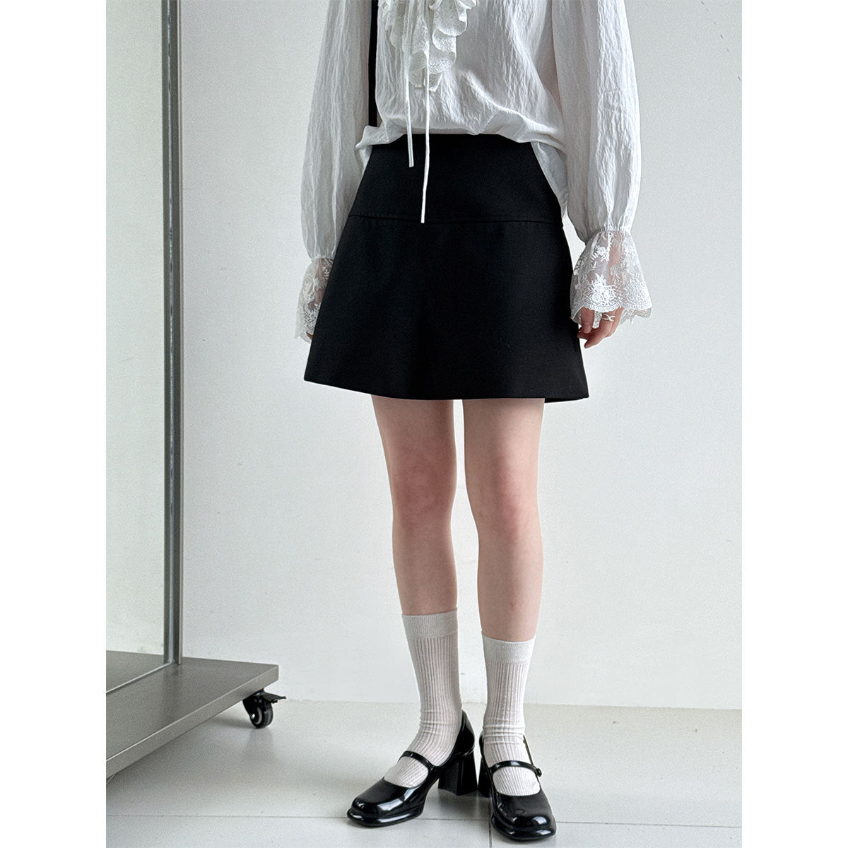 Side split fake two A-word hip skirt pants women's spring high waist thin fart curtain suit skirt