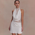 New neck lace splicing hip skirt swing collar sexy dress vacation style short skirt women