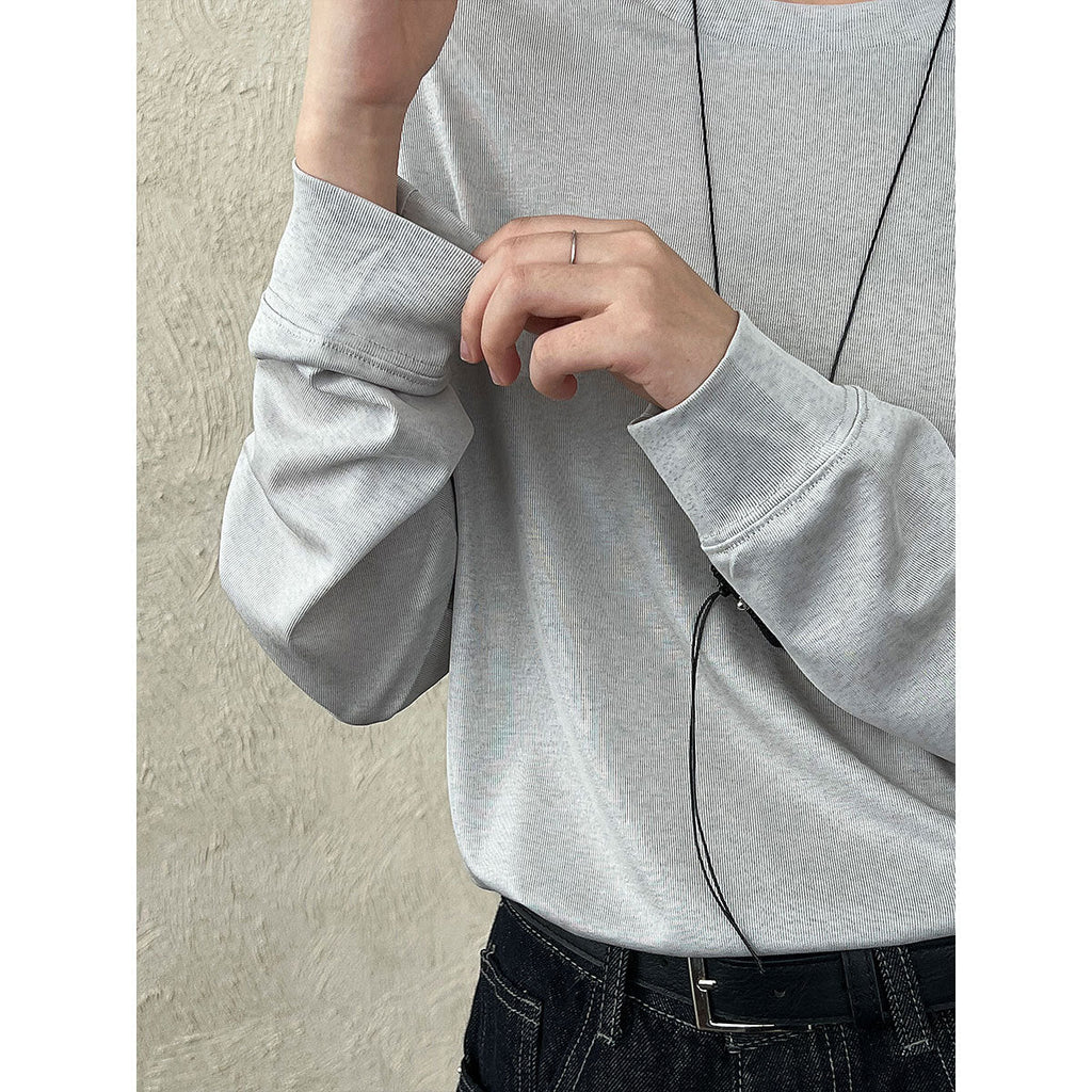 Minimal drape Tencel long-sleeved T-shirt women's autumn new round neck basic versatile bottoming shirt top