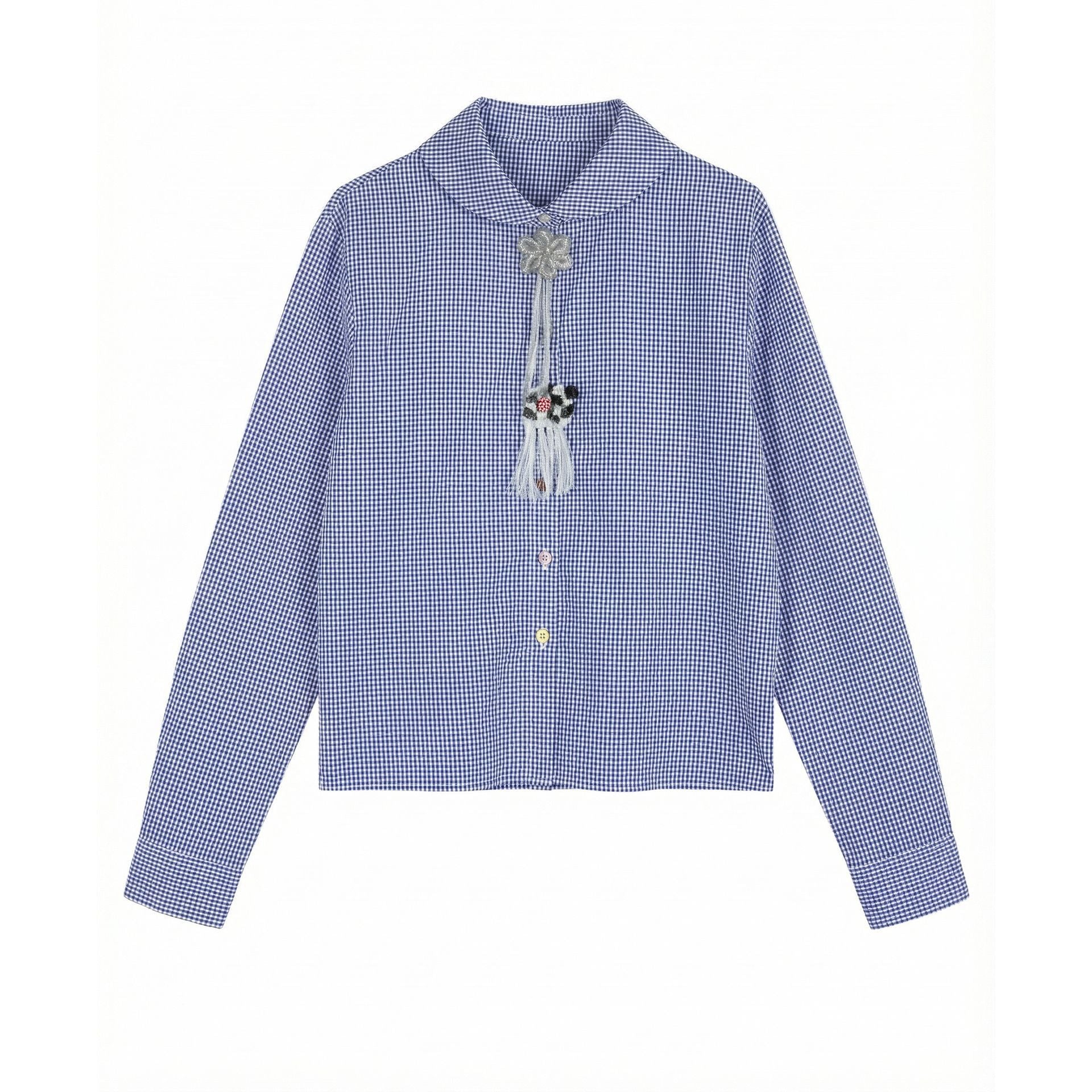 Doll collar waist shirt retro literary design cardigan