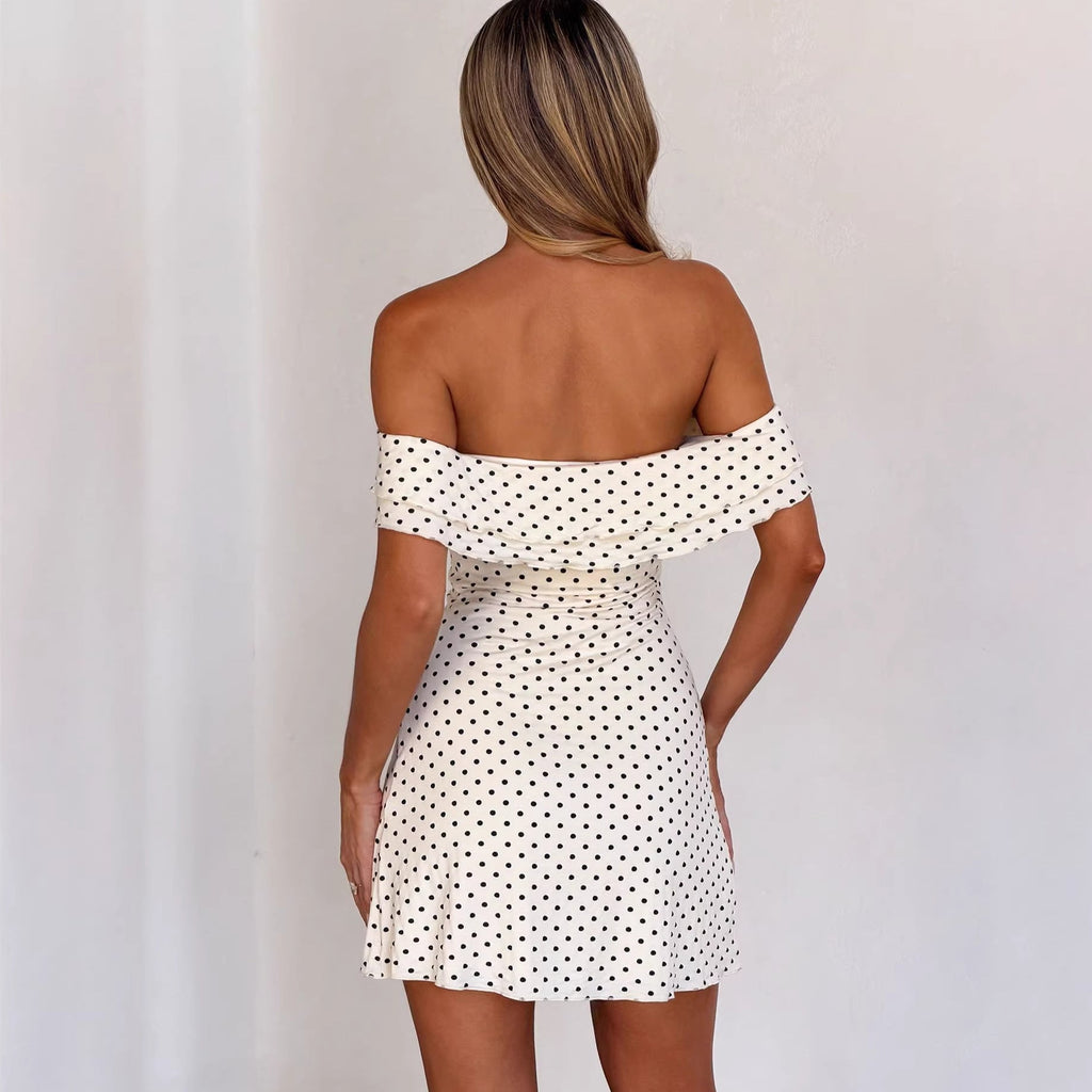 Hot-selling fashion polka dot print tube top short slim-fitting sexy pure desire dress